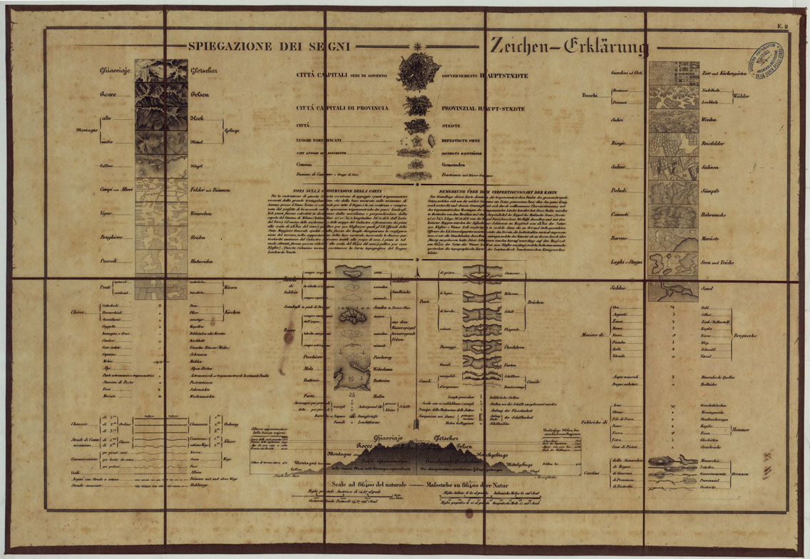 (N:24552) CARTA TOPOGRAFICA REGNO LOMBARDO-VENETO COSTRUTTA SOPRA MISURE ASTRONOMICO-TRIGONOMETRICHE ED INCISA A MILANO NELL'ISTITUO GEOGRAFICO MILTARE DELL'I.R. STATO MAGGIORE GENERALE AUSTRIACO. PUBBLICATA NELL'ANNO 1833 - FOGLIO E.2 (CA004798) Carte e stampe antiche: riproduzione a colori su carta (formato A1)