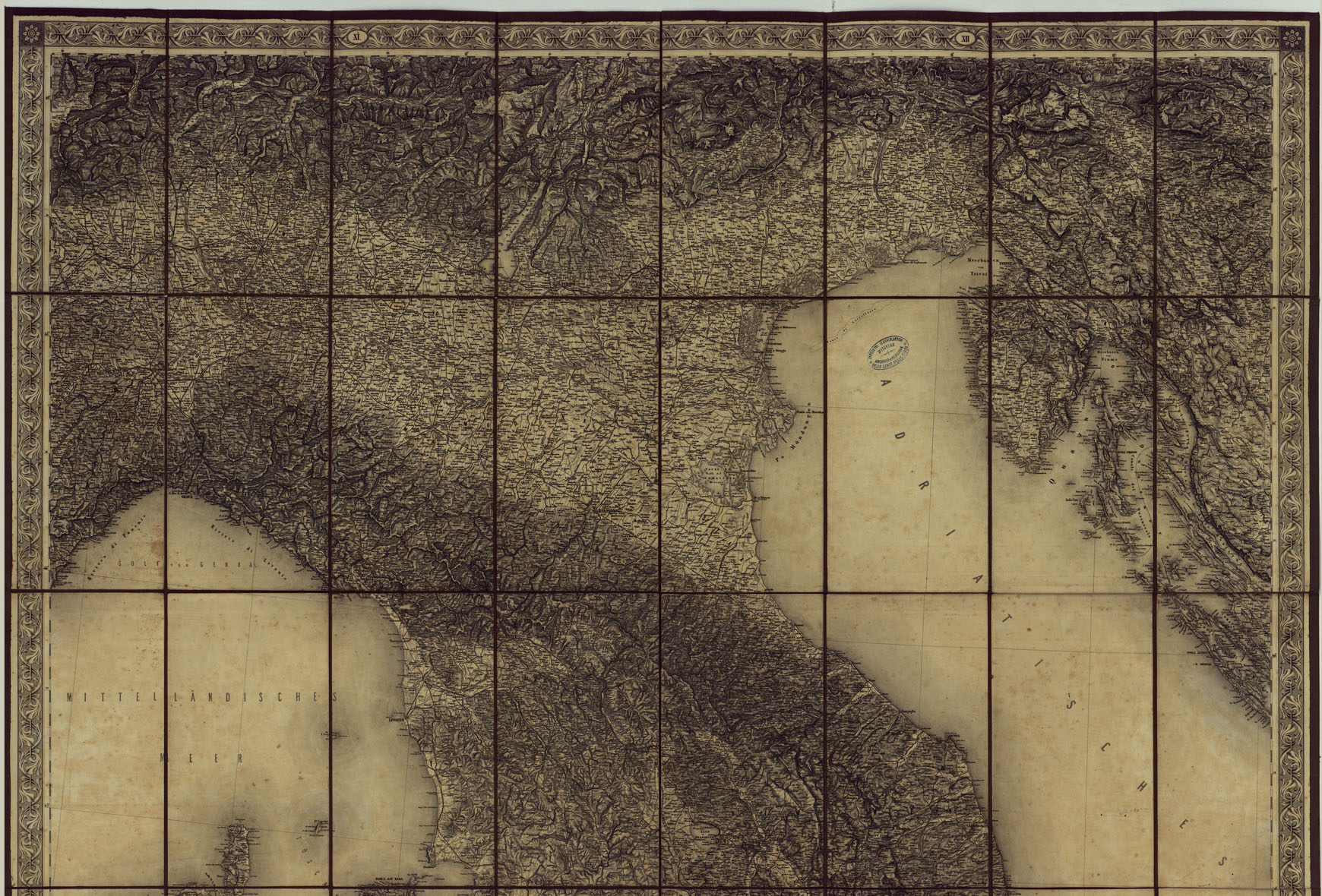 (N:148) ALTA E MEDIA ITALIA - PARTE 1 (CA004818) Carte e stampe antiche: riproduzione a colori su carta (formato A1)
