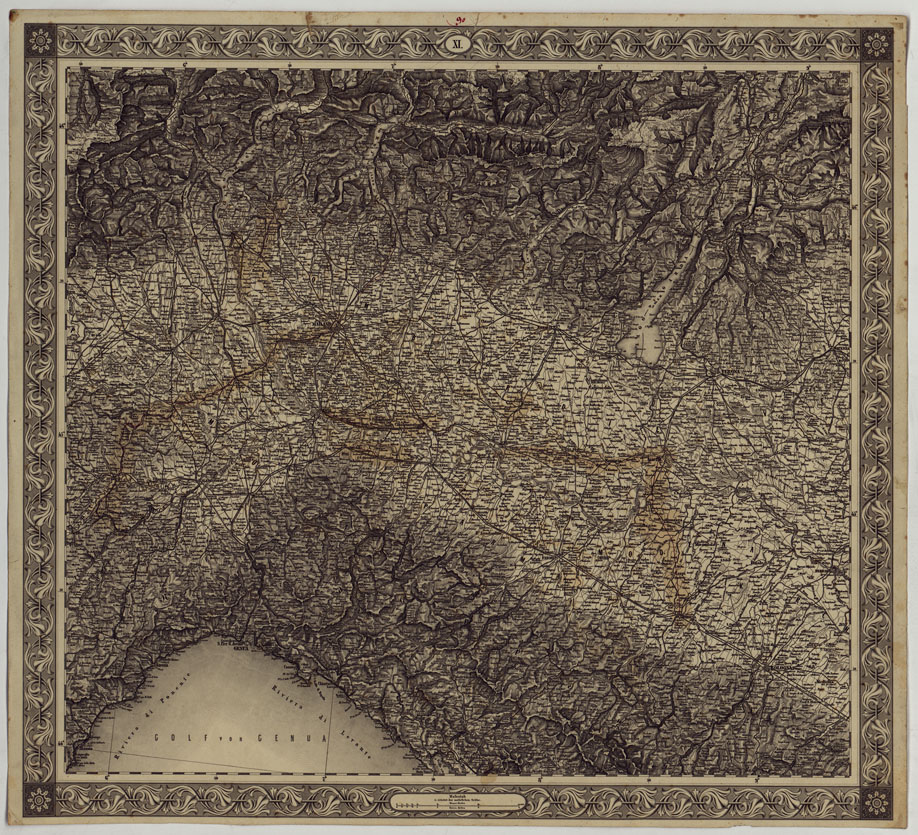 (N:150) ALTA E MEDIA ITALIA - TAVOLA XI (CA004820) Carte e stampe antiche: riproduzione a colori su carta (formato A1)