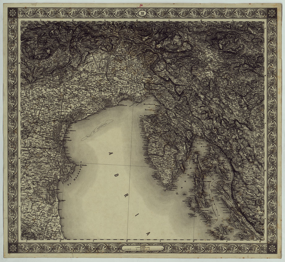 (N:151) ALTA E MEDIA ITALIA -TAVOLA XII (CA004821) Carte e stampe antiche: riproduzione a colori su carta (formato A1)