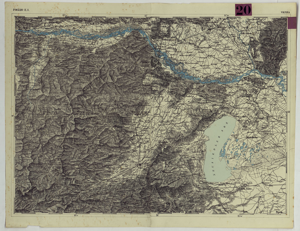 (N:102) CARTA DEI VERSANTI DELLE ALPI RETICHE CARNICHE E GIULIE ALLA SCALA DI 1 AL 172.800 - FOGLIO E.1. VIENNA (CA004847) Carte e stampe antiche: riproduzione a colori su carta (formato A1)