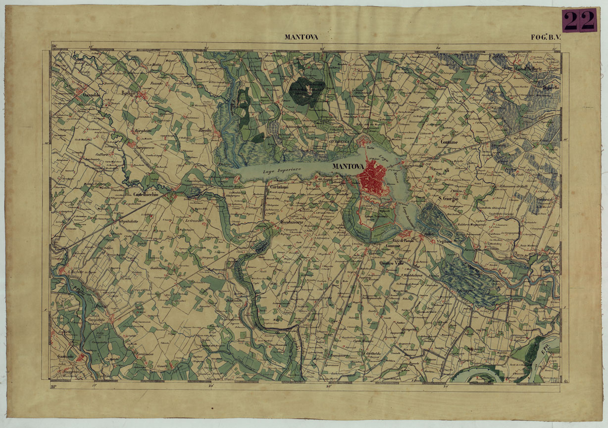 (N:13165) CARTA DELLA PARTE CENTRALE DELL'ALTA ITALIA AUTOGRAFATA NELL'UFFICIO TOPOGRAFICO DEL CORPO REALE DELLOSTATO MAGGIORE TORINO 1859 - FOG.B.V. MANTOVA (CA004864) Carte e stampe antiche: riproduzione a colori su carta (formato A1)