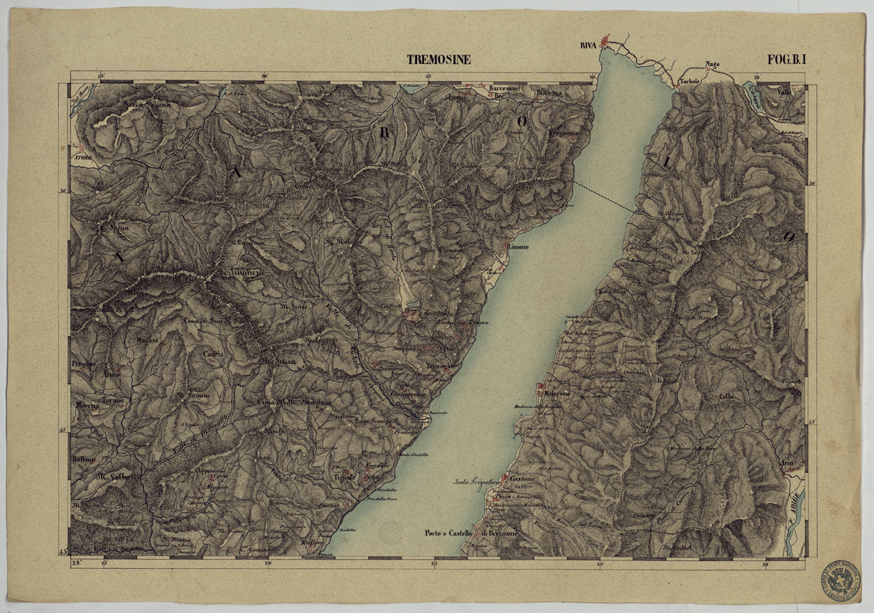 (N:13182) CARTA DELLA PARTE CENTRALE DELL'ALTA ITALIA AUTOGRAFATA NELL'UFFICIO TOPOGRAFICO DEL CORPO REALE DELLOSTATO MAGGIORE TORINO 1859 - FOG.B.I. TREMOSINE (CA004884) Carte e stampe antiche: riproduzione a colori su carta (formato A1)