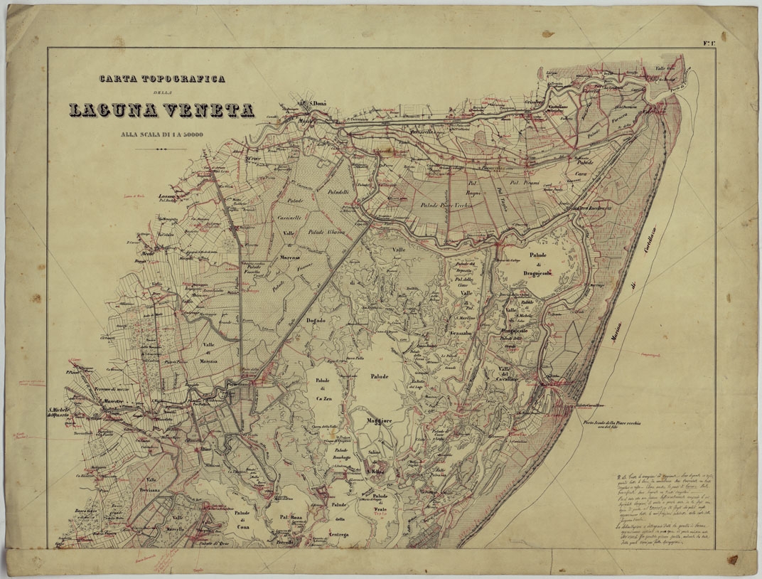 (N:16955) CARTA TOPOGRAFICA DELLA LAGUNA VENETA ALLA DI 1 A 50.000 - FOGLIO 1 (CA004905) Carte e stampe antiche: riproduzione a colori su carta (formato A1)
