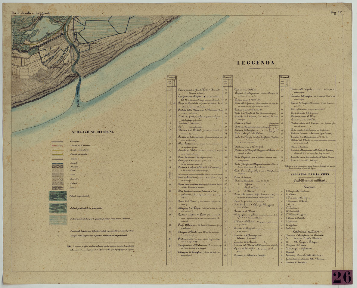 (N:11380) CARTA TOPOGRAFICA DELLA LAGUNA DI VENEZIA SCALA DI 1 A 20.000 - FOG. 11 PORTO IESOLO E LEGGENDA (CA004919) Carte e stampe antiche: riproduzione a colori su carta (formato A1)