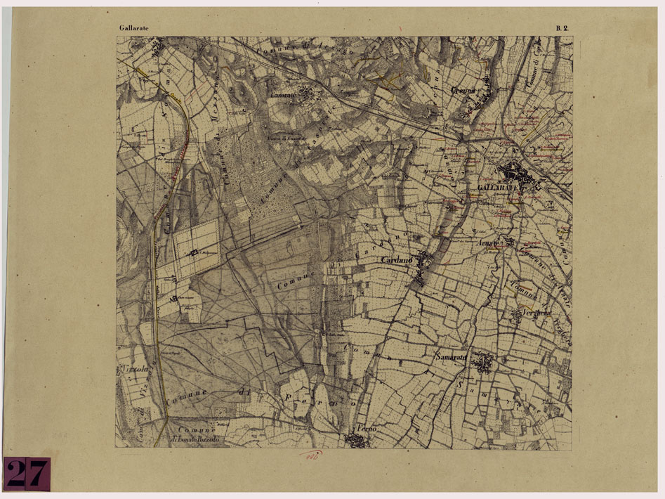 (N:16684) CARTA TOPOGRAFICA DEL CAMPO DI SOMMA TAV. B.2 - GALLARATE (CA004932) Carte e stampe antiche: riproduzione a colori su carta (formato A1)