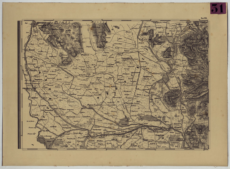 (N:17009) CARTA IDROGRAFICA STRADALE AMMINISTRATIVA CONSORZIALE DELLA PROVINCIA DI PADOVA E DEI TERRENI CHE SI ESTENDANO FINO ALLA SINISTRA SPONDA DEL FIUME ADIGE E LA LAGUNA DI CHIOGGIA. II EDIZIONE RIDOTTA ALLA SCALA DI 1 50.000. -TAVOLA VII (CA004972) Carte e stampe antiche: riproduzione a colori su carta (formato A1)
