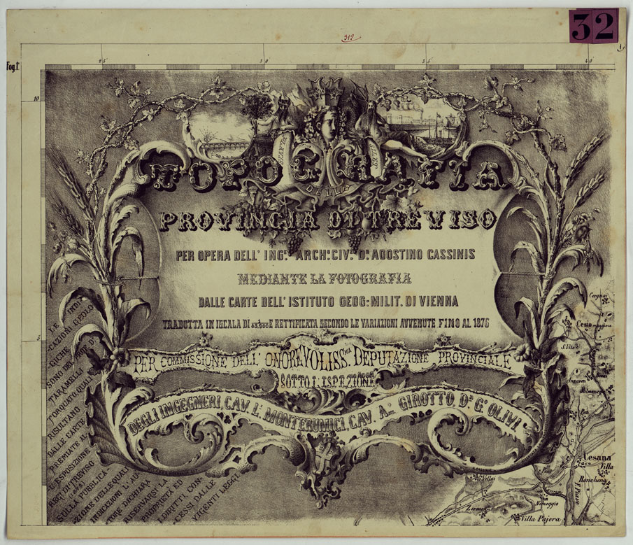 (N:14434) TOPOGRAFIA DELLA PROVINCIA DI TREVISO PER OPERA DELL'ING. ARCH. CIV. D'AGOSTINO CASSINIS MEDIANTE LA FOTOGRAFIA DALLA CARTE DELL'ISTITUTO GEOG. MILIT. DI VIENNA TRADOTTA IN SCALA DI 1 43,200 E RETTIFICATA SECONDO LE VARIAZIONI AVVENUTE FINO AL 1876. (CA004985) Carte e stampe antiche: riproduzione a colori su carta (formato A1)