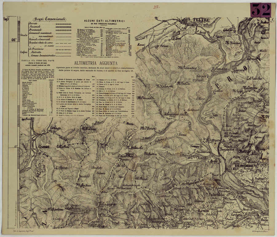 (N:14446) TOPOGRAFIA DELLA PROVINCIA DI TREVISO PER OPERA DELL'ING. ARCH. CIV. D'AGOSTINO CASSINIS MEDIANTE LA FOTOGRAFIA DALLA CARTE DELL'ISTITUTO GEOG. MILIT. DI VIENNA TRADOTTA IN SCALA DI 1 43,200 E RETTIFICATA SECONDO LE VARIAZIONI AVVENUTE FINO AL 1876. (CA004990) Carte e stampe antiche: riproduzione a colori su carta (formato A1)