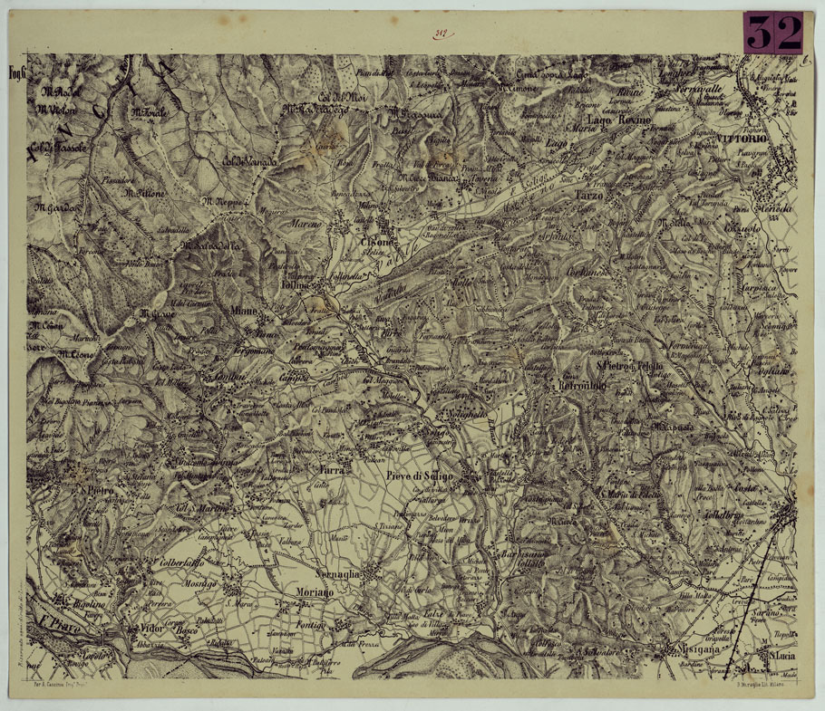 (N:14447) TOPOGRAFIA DELLA PROVINCIA DI TREVISO PER OPERA DELL'ING. ARCH. CIV. D'AGOSTINO CASSINIS MEDIANTE LA FOTOGRAFIA DALLA CARTE DELL'ISTITUTO GEOG. MILIT. DI VIENNA TRADOTTA IN SCALA DI 1 43,200 E RETTIFICATA SECONDO LE VARIAZIONI AVVENUTE FINO AL 1876. (CA004991) Carte e stampe antiche: riproduzione a colori su carta (formato A1)