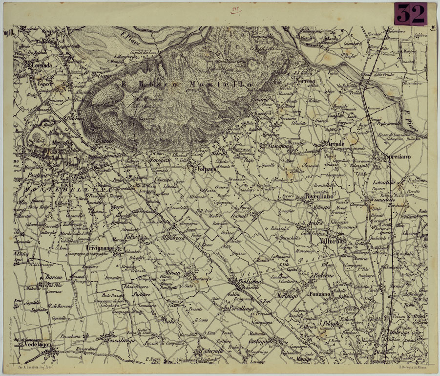 (N:14435) TOPOGRAFIA DELLA PROVINCIA DI TREVISO PER OPERA DELL'ING. ARCH. CIV. D'AGOSTINO CASSINIS MEDIANTE LA FOTOGRAFIA DALLA CARTE DELL'ISTITUTO GEOG. MILIT. DI VIENNA TRADOTTA IN SCALA DI 1 43,200 E RETTIFICATA SECONDO LE VARIAZIONI AVVENUTE FINO AL 1876. (CA004995) Carte e stampe antiche: riproduzione a colori su carta (formato A1)