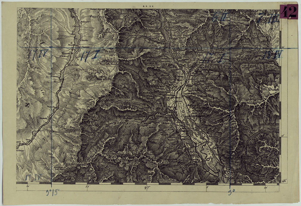 (N:12048) CARTA DEL LOMBARDO VENETO E ITALIA CENTRALE - FOGLIO B.2. S.E. (CA005106) Carte e stampe antiche: riproduzione a colori su carta (formato A1)