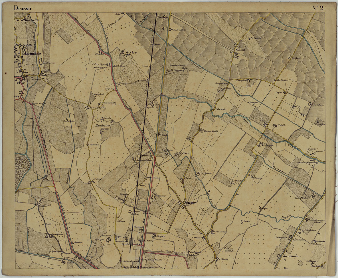 (N:9360) CARTA DEI DINTORNI DI MANTOVA ALLA SCALA DI 1 AL 10.000 - Foglio 2 - Drasso (CA005274) Carte e stampe antiche: riproduzione a colori su carta (formato A1)