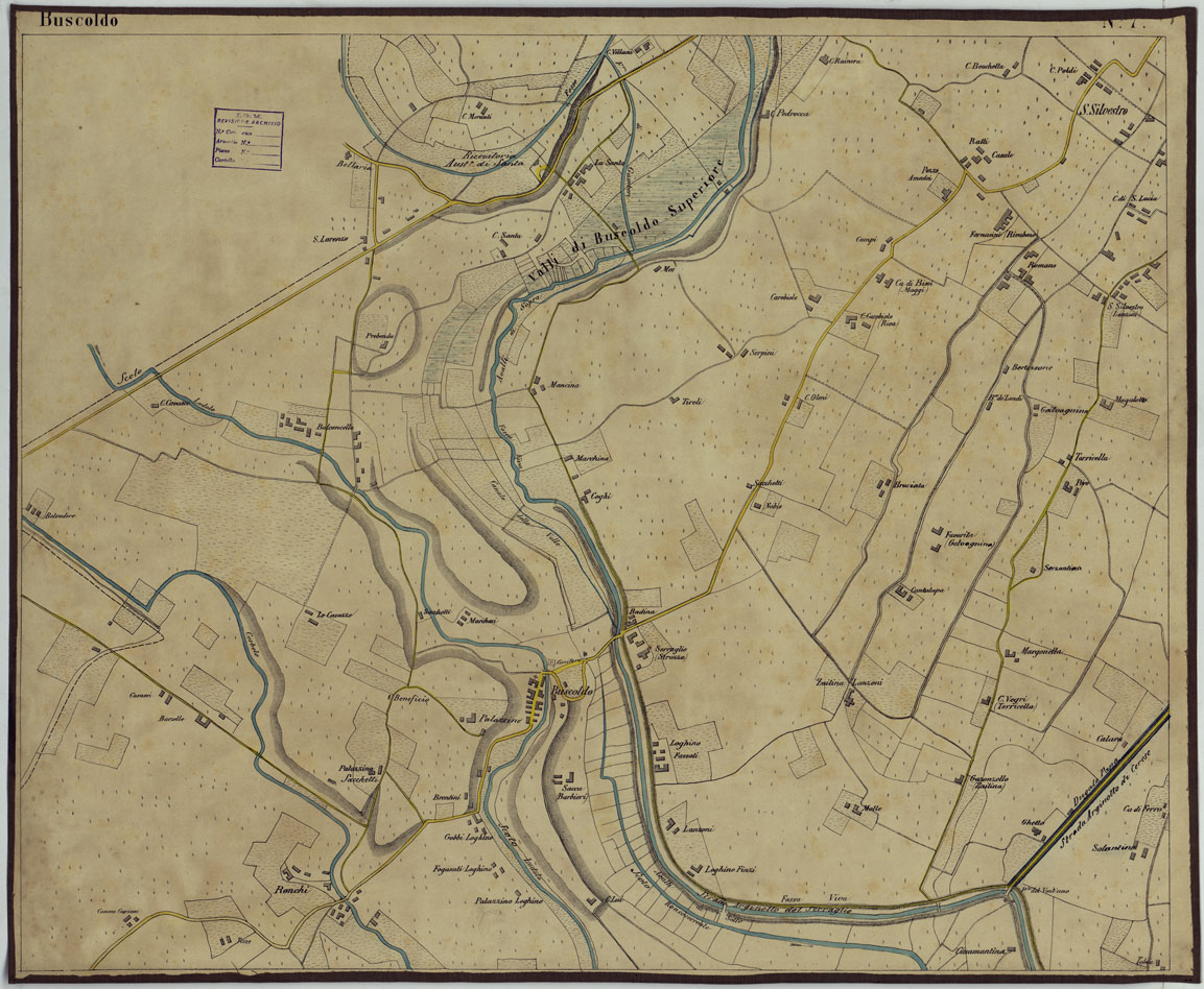 (N:24692) CARTA DEI DINTORNI DI MANTOVA ALLA SCALA DI 1 AL 10.000 - Foglio 7 - Buscoldo (CA005288) Carte e stampe antiche: riproduzione a colori su carta (formato A1)