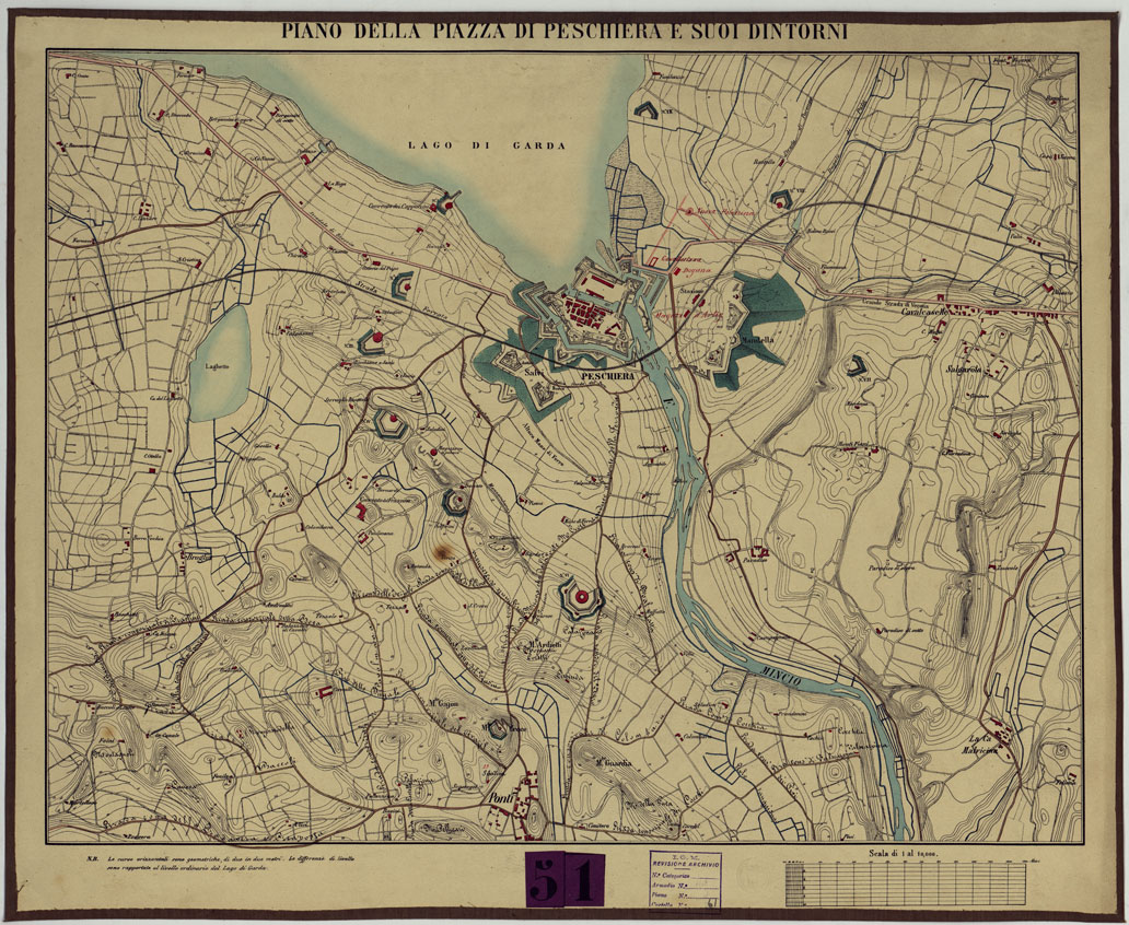 (N:13225) PIANO DELLA PIAZZA DI PESCHIERA E SUOI DINTORNI (CA005291) Carte e stampe antiche: riproduzione a colori su carta (formato A1)