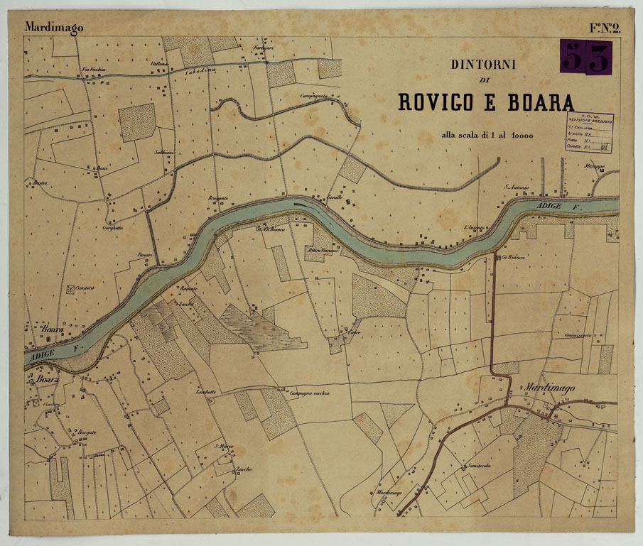 (N:24711) DINTORNI DI ROVIGO E BOARA - Foglio 2 - Mardimago (CA005329) Carte e stampe antiche: riproduzione a colori su carta (formato A1)