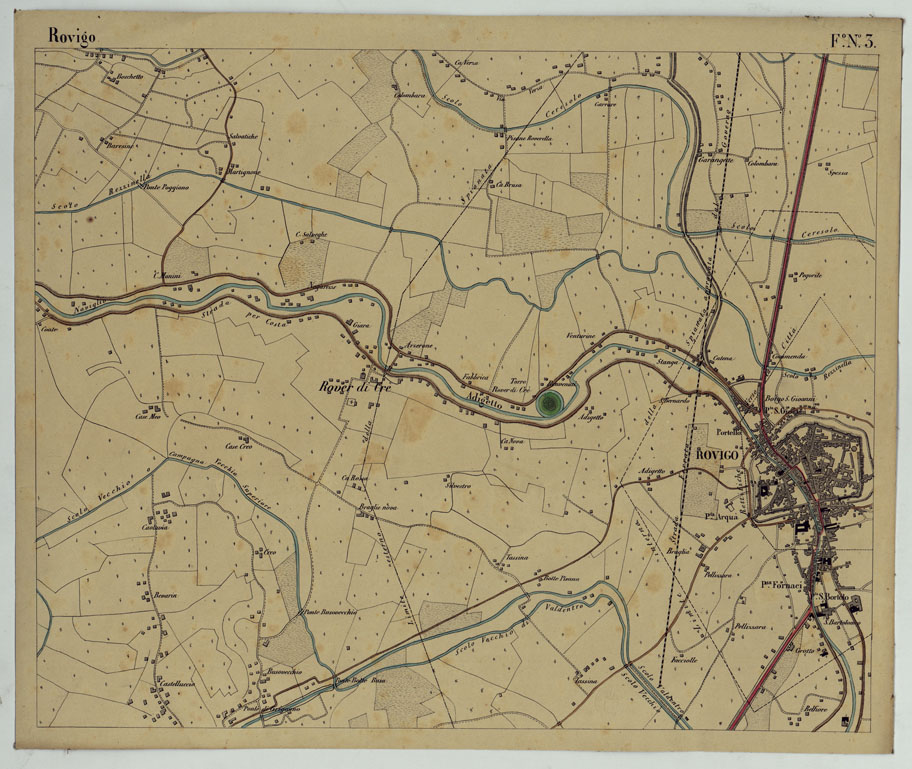 (N:24712) DINTORNI DI ROVIGO E BOARA - Foglio 3 - Rovigo (CA005330) Carte e stampe antiche: riproduzione a colori su carta (formato A1)