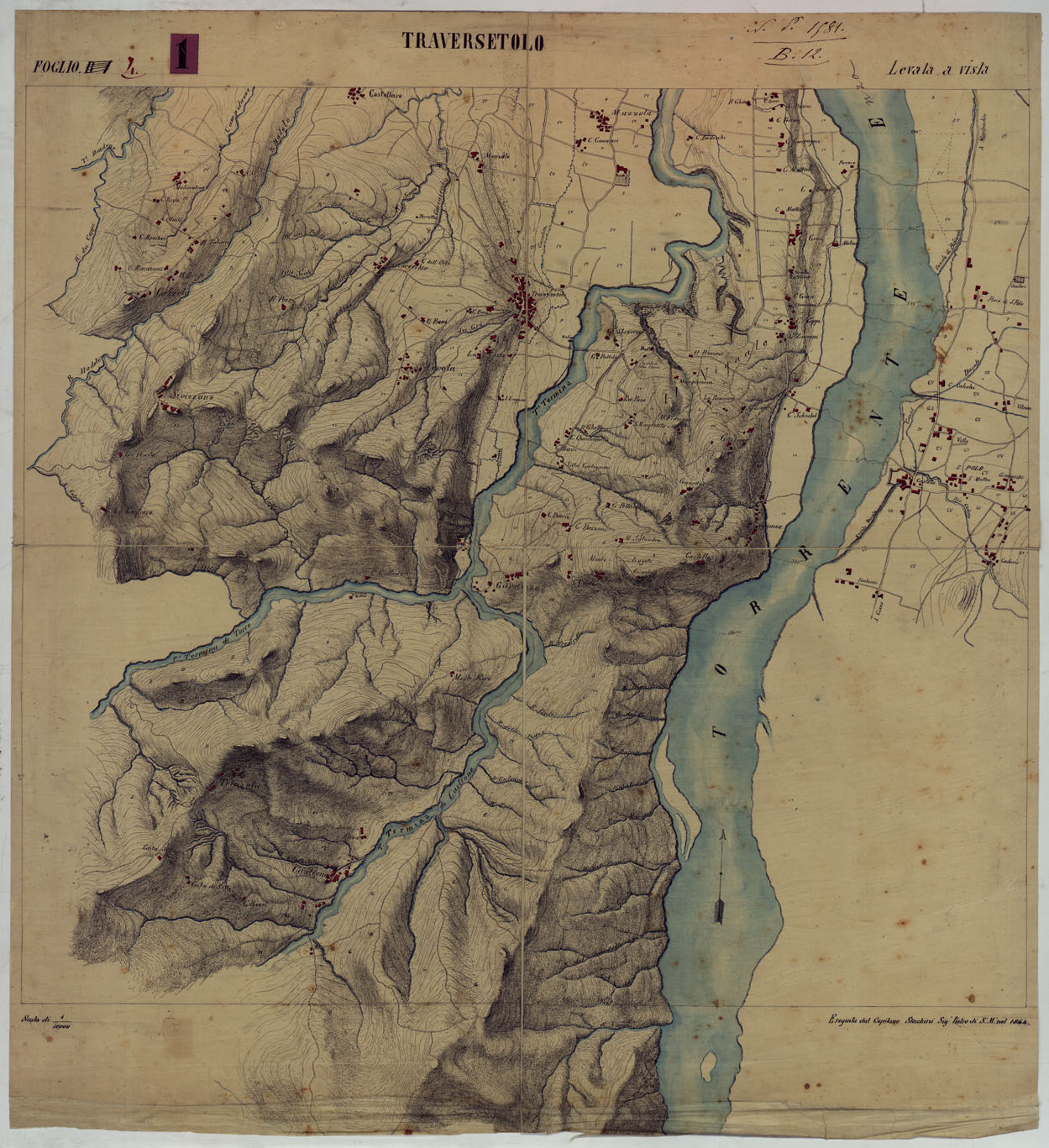 (N:493) CARTA TOPOGRAFICA DEL CAMPO DEL GHIARDO - Foglio 4 - Traversetolo (CA005352) Carte e stampe antiche: riproduzione a colori su carta (formato A1)