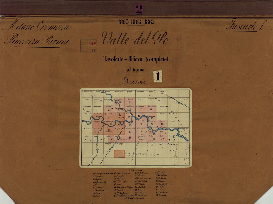 (N:15336) VALLE DEL PO - Quadro d'Unione (CA005359) Carte e stampe antiche: riproduzione a colori su carta (formato A1)