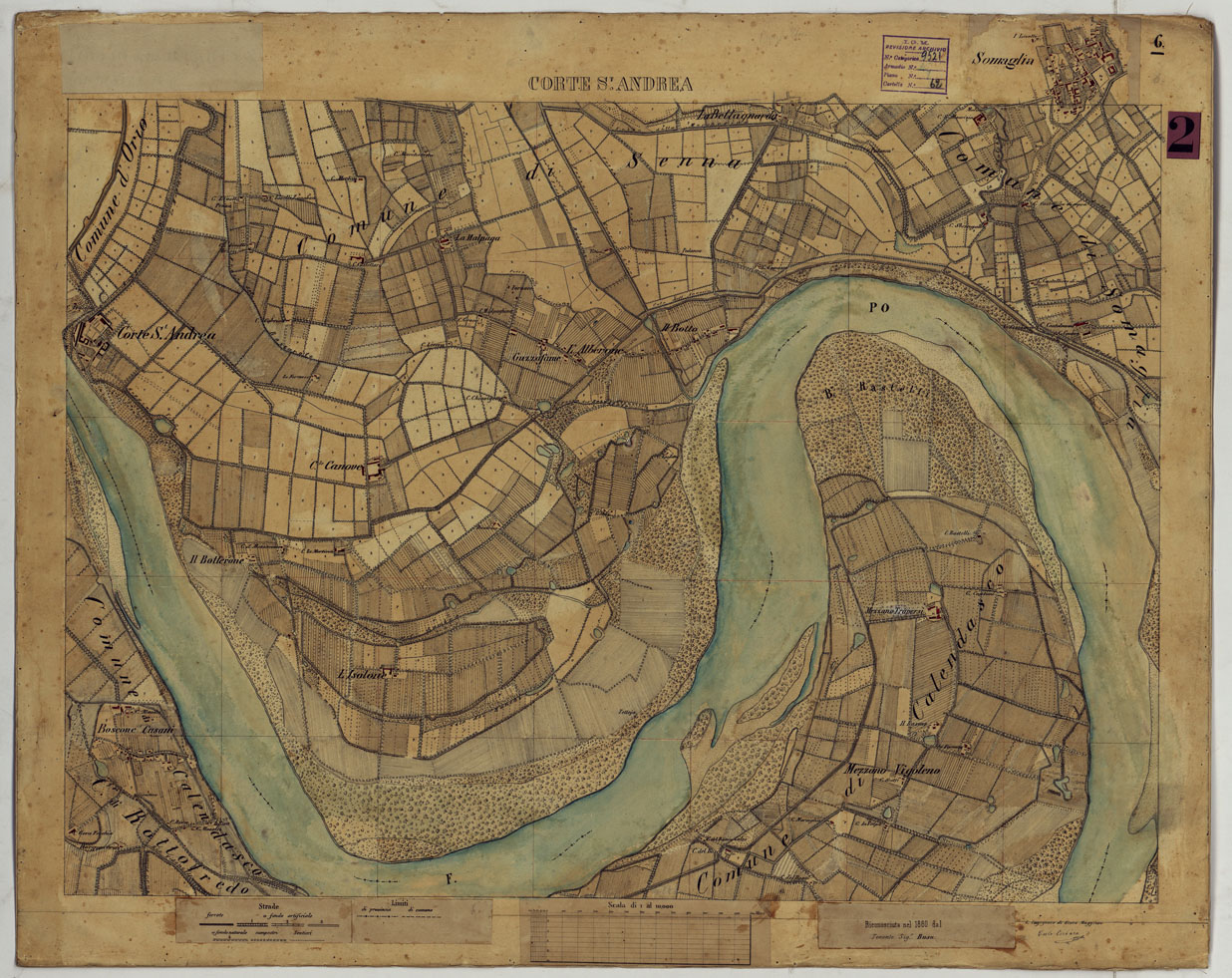 (N:14634) VALLE DEL PO - Tavola 6 - Corte St. Andrea (CA005365) Carte e stampe antiche: riproduzione a colori su carta (formato A1)