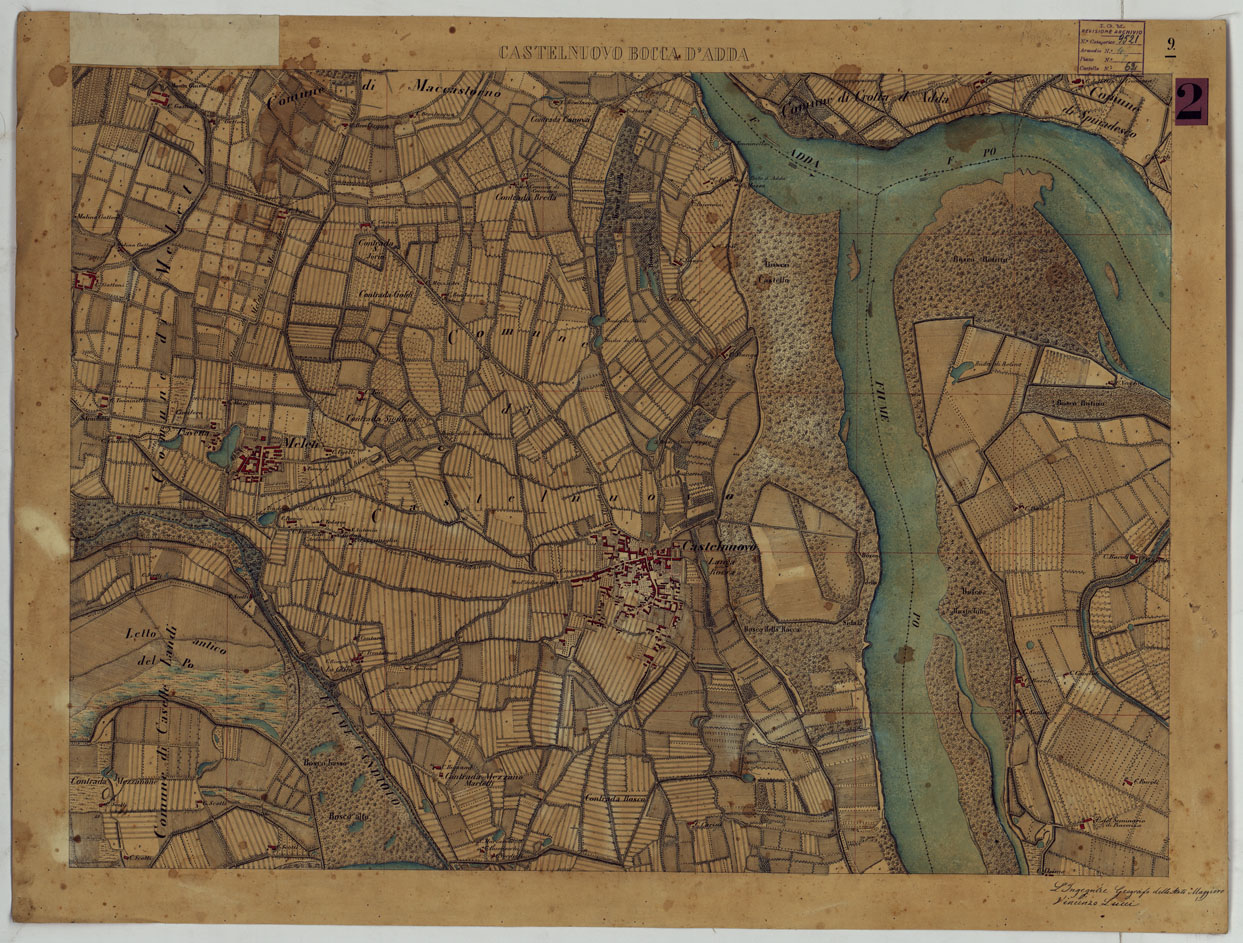 (N:14589) VALLE DEL PO - Tavola 9 - Castelnuovo Bocca d'Adda (CA005368) Carte e stampe antiche: riproduzione a colori su carta (formato A1)