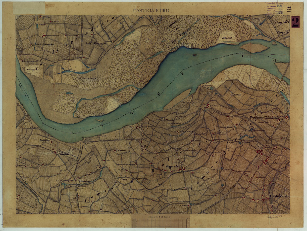 (N:15235) VALLE DEL PO - Tavola 22 - Castelvetro (CA005386) Carte e stampe antiche: riproduzione a colori su carta (formato A1)