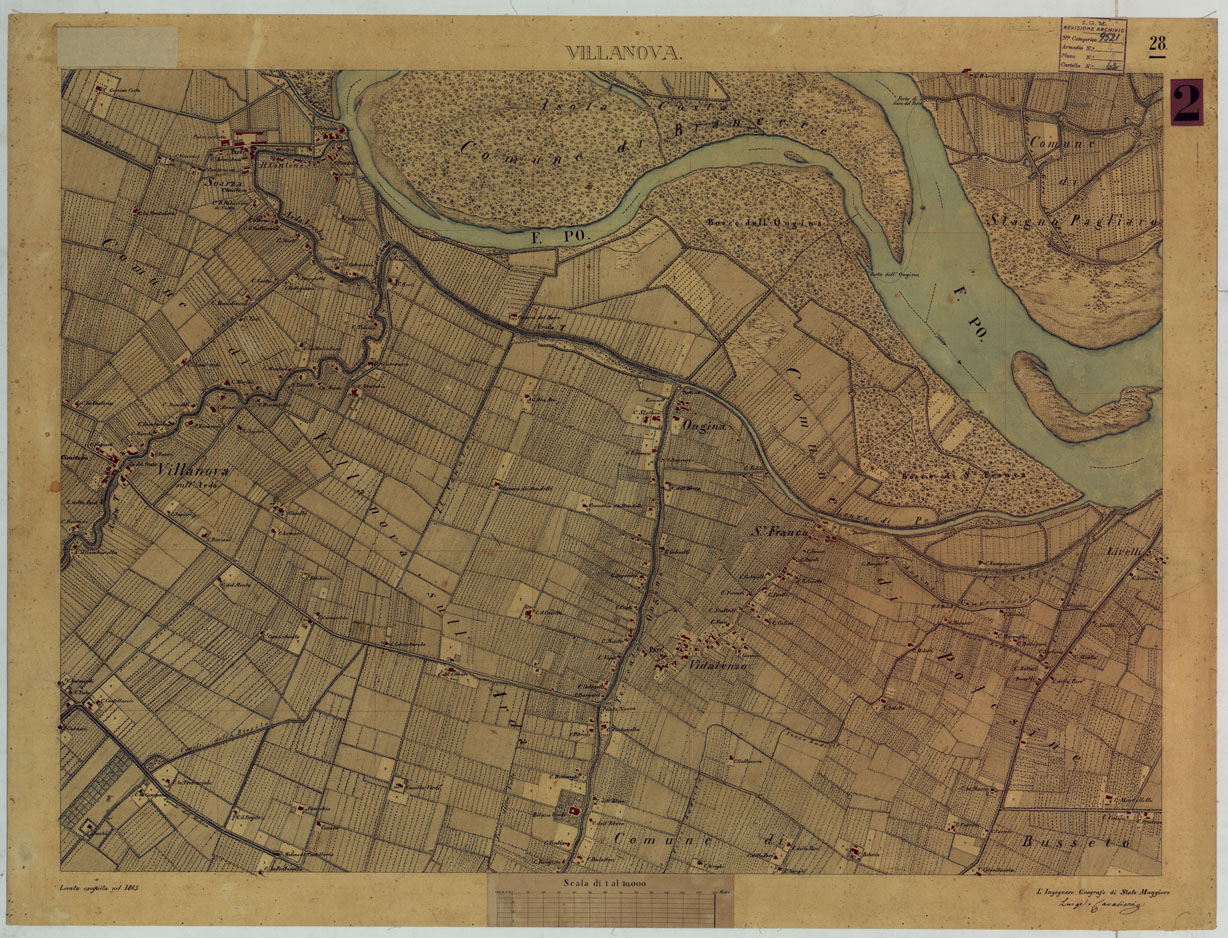 (N:14697) VALLE DEL PO - Tavola 28 - Villanova (CA005392) Carte e stampe antiche: riproduzione a colori su carta (formato A1)
