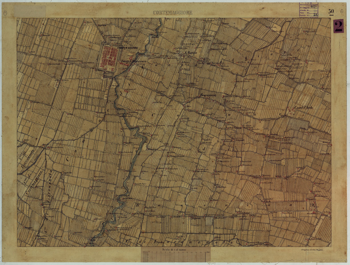 (N:14691) VALLE DEL PO - Tavola 30 - Cortemaggiore (CA005394) Carte e stampe antiche: riproduzione a colori su carta (formato A1)