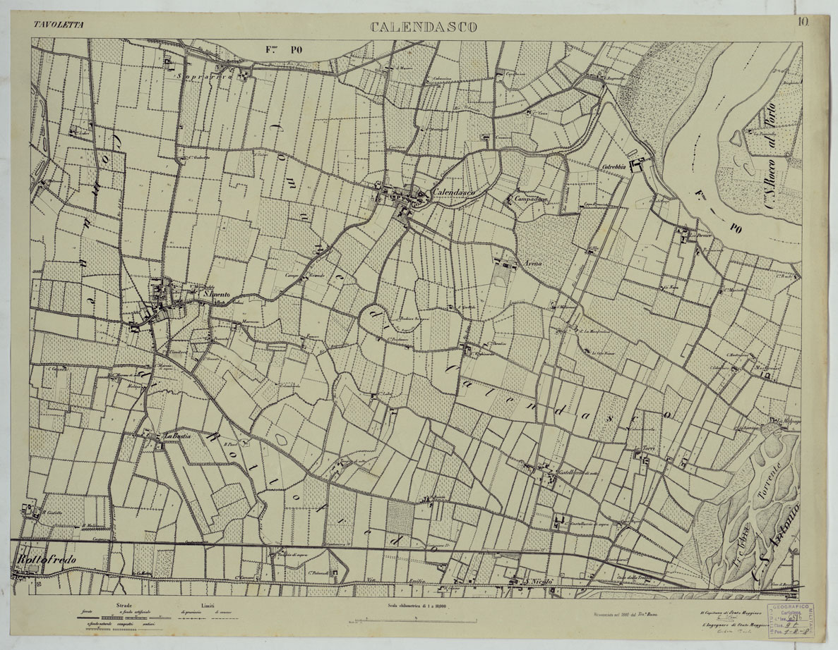 (N:24742) Valle del Po - Piacenza, Cremona, Pizzighettone - Tavola 10 - Calendasco (CA005416) Carte e stampe antiche: riproduzione a colori su carta (formato A1)
