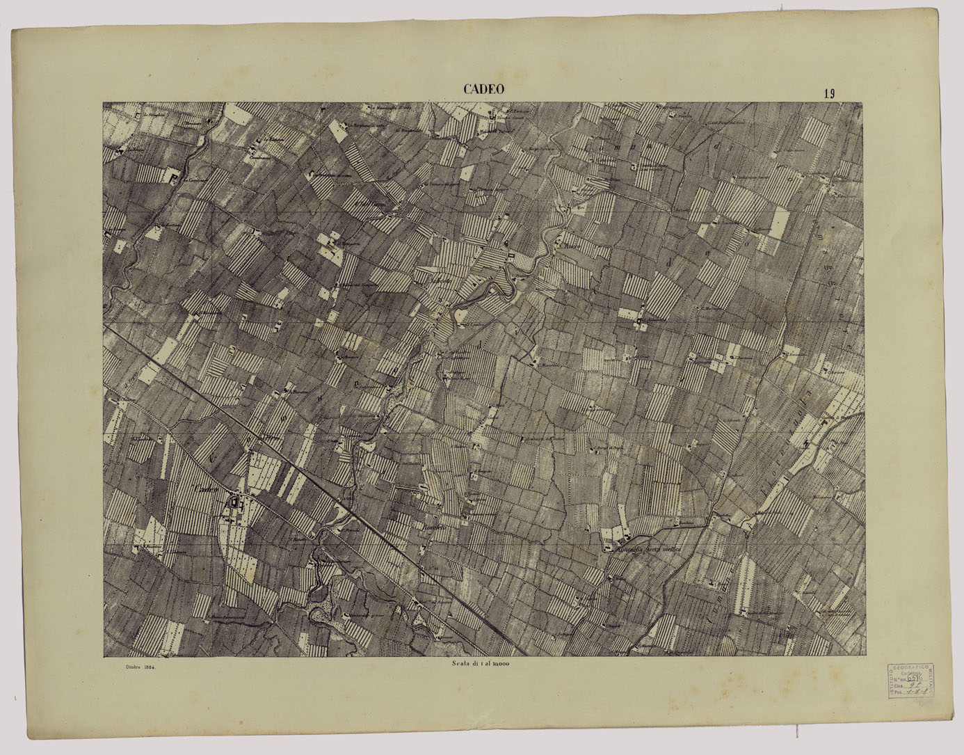 (N:24751) Valle del Po - Piacenza, Cremona, Pizzighettone - Tavoletta 19 - Cadeo (CA005425) Carte e stampe antiche: riproduzione a colori su carta (formato A1)