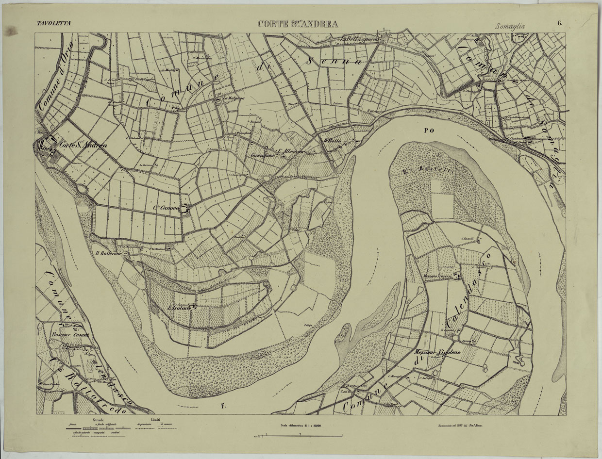 (N:24764) Valle del Po - Piacenza, Cremona, Pizzighettone - Tavoletta 6 - Corte S. Andrea (CA005439) Carte e stampe antiche: riproduzione a colori su carta (formato A1)