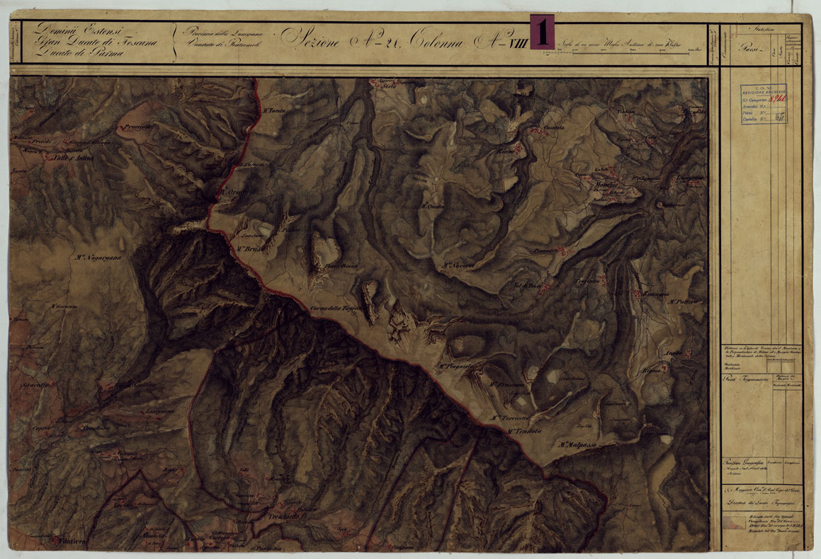 (N:9690) DUCATO DI MODENA E STATI LIMITROFI - SEZIONE N. 21 COLONNA N. VIII. (CA005454) Carte e stampe antiche: riproduzione a colori su carta (formato A1)
