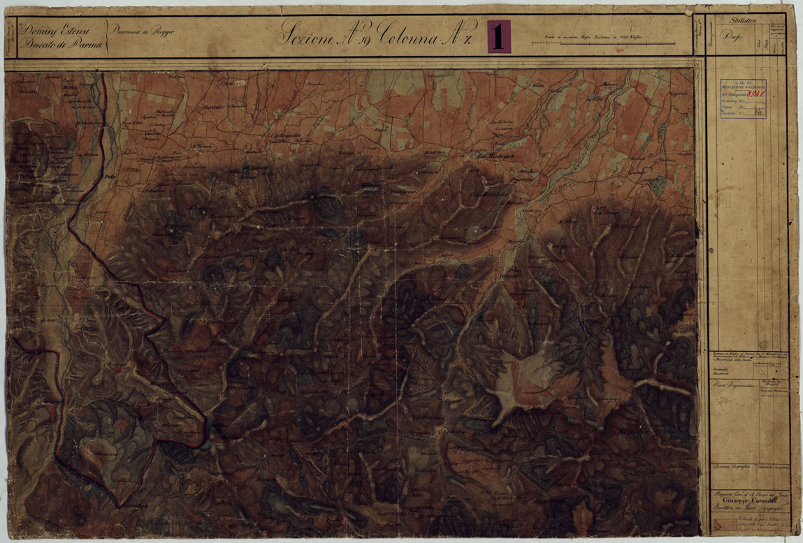 (N:9681) DUCATO DI MODENA E STATI LIMITROFI - SEZIONE N. 19 COLONNA N. X. (CA005471) Carte e stampe antiche: riproduzione a colori su carta (formato A1)
