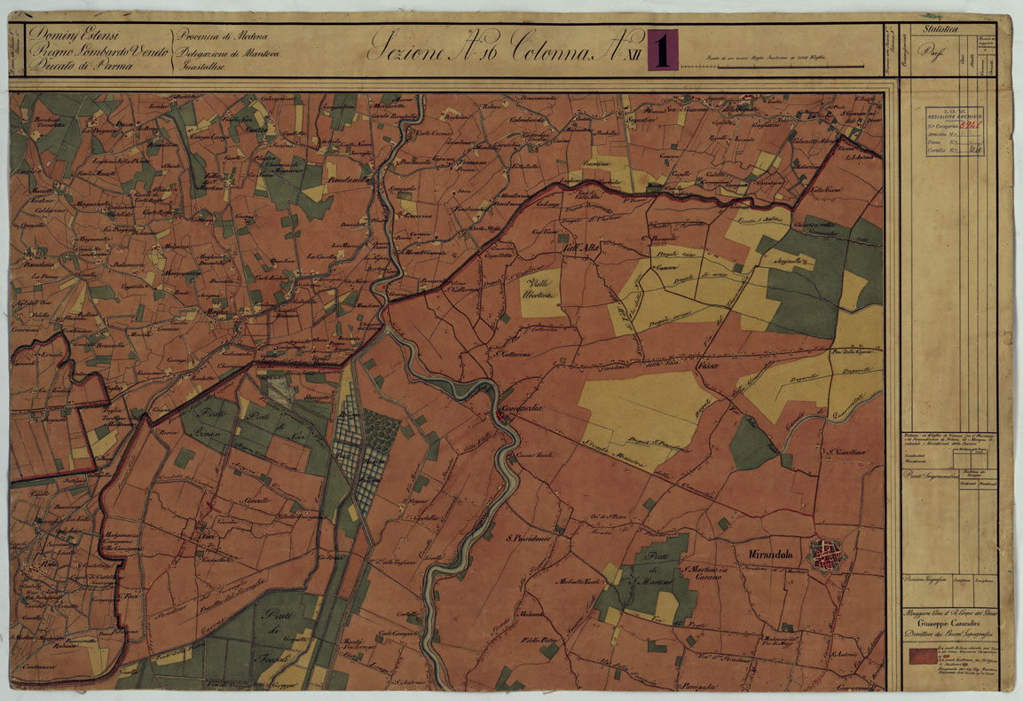 (N:9667) DUCATO DI MODENA E STATI LIMITROFI - SEZIONE N. 16 COLONNA N. XII. (CA005485) Carte e stampe antiche: riproduzione a colori su carta (formato A1)
