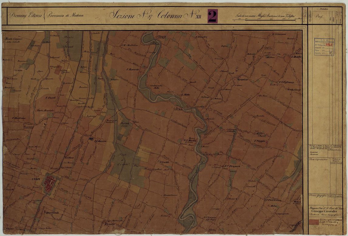 (N:24822) DUCATO DI MODENA E STATI LIMITROFI - SEZIONE N. 17 COLONNA N. XII - CARPI (CA005532) Carte e stampe antiche: riproduzione a colori su carta (formato A1)