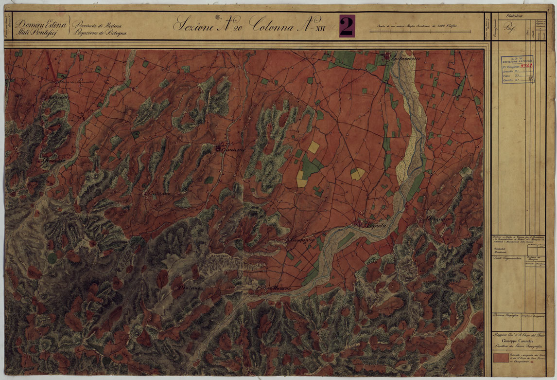 (N:24826) DUCATO DI MODENA E STATI LIMITROFI - SEZIONE N. 16 COLONNA N. XII - VIGNOLA COPIA CON VEGETAZIONE (CA005536) Carte e stampe antiche: riproduzione a colori su carta (formato A1)