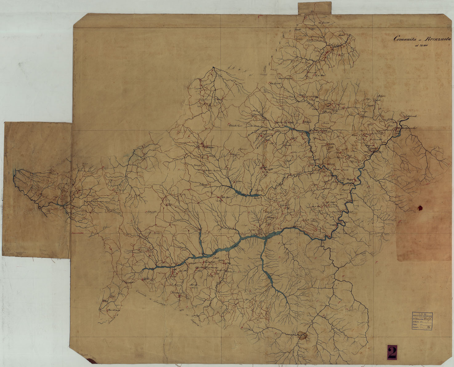(N:9716) ELEMENTI PER LA FORMAZIONE DI UNA CARTA DELLA TOSCANA ALLA SCALA DI 1:28.800 - COMUNITA' DI FIRENZUOLA. (CA005587) Carte e stampe antiche: riproduzione a colori su carta (formato A1)