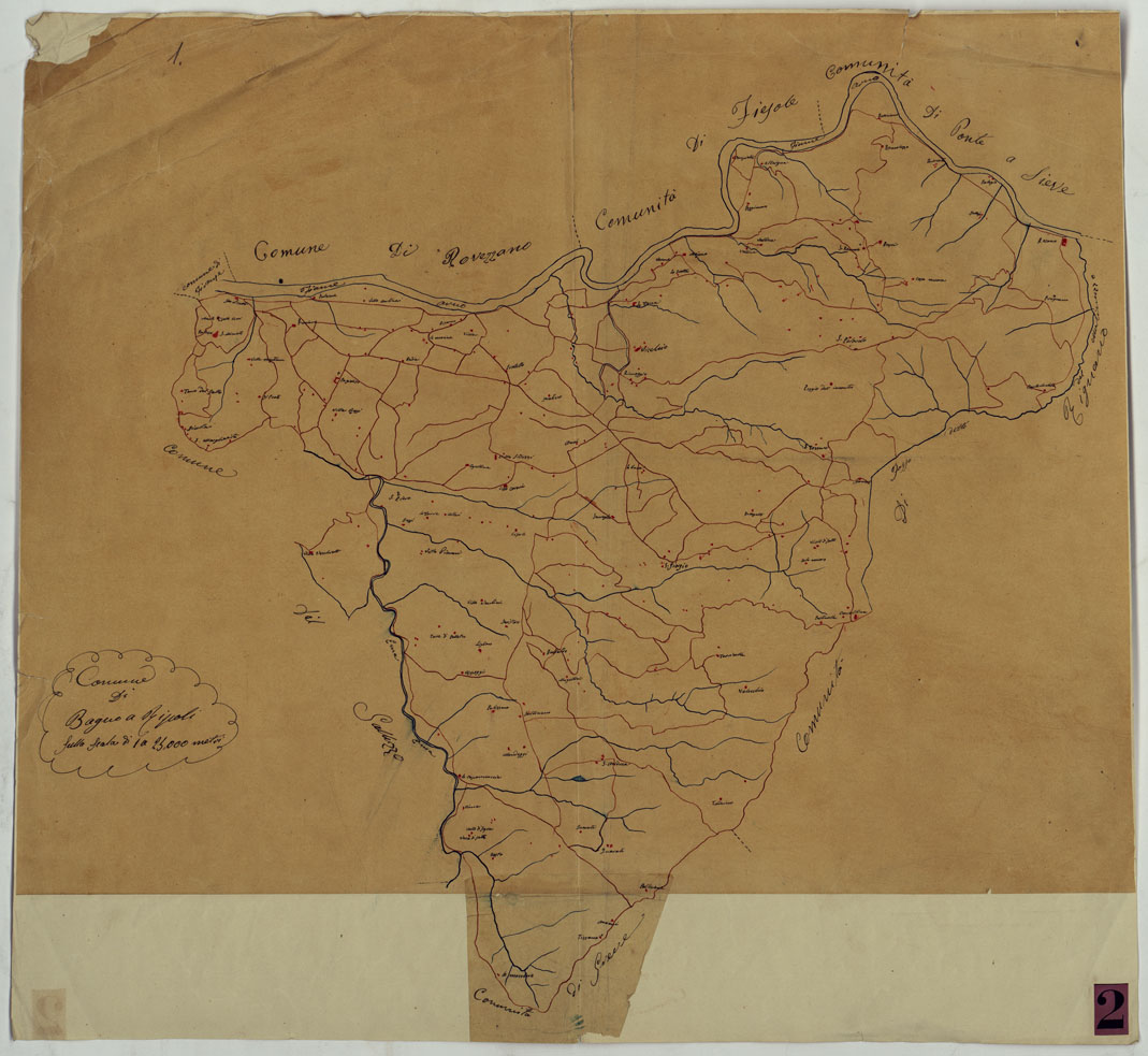 (N:9715) ELEMENTI PER LA FORMAZIONE DI UNA CARTA DELLA TOSCANA ALLA SCALA DI 1:28.800 - COMUNE DI BAGNO A RIPOLI. (CA005591) Carte e stampe antiche: riproduzione a colori su carta (formato A1)