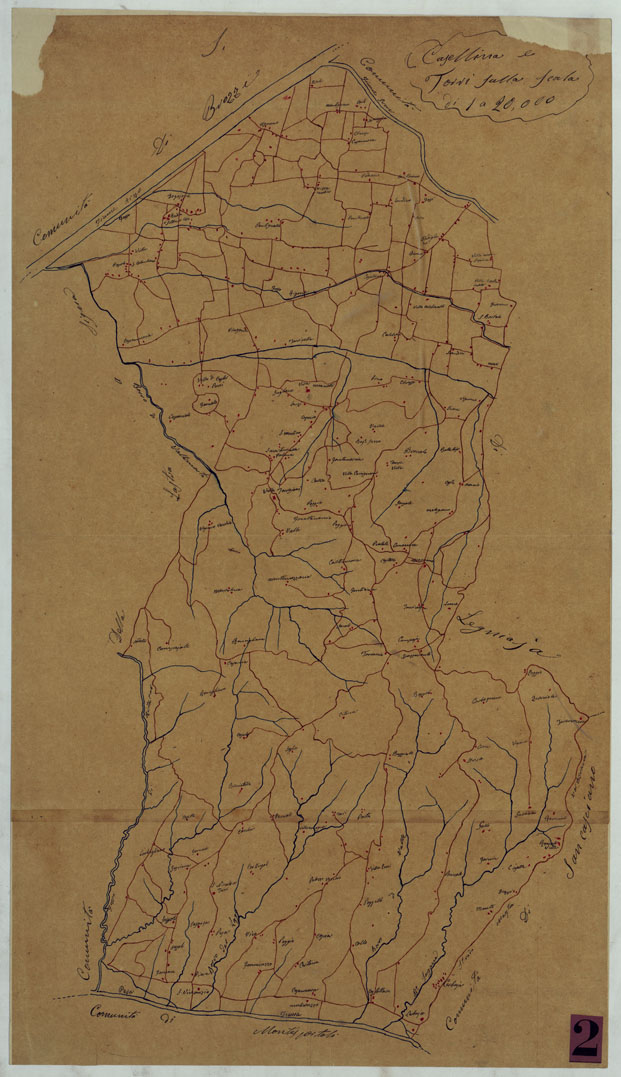 (N:9720) ELEMENTI PER LA FORMAZIONE DI UNA CARTA DELLA TOSCANA ALLA SCALA DI 1:28.800 - CASELLINA E TORRI. (CA005597) Carte e stampe antiche: riproduzione a colori su carta (formato A1)