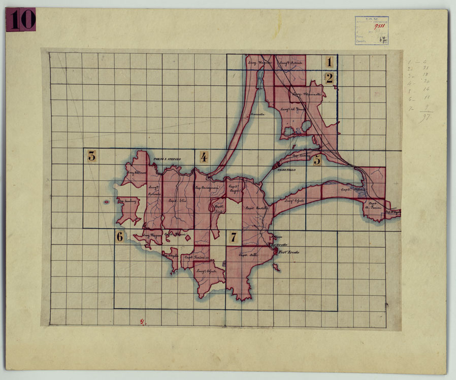 (N:13063) ORBETELLO E DINTORNI - QUADRO D'UNIONE (CA005681) Carte e stampe antiche: riproduzione a colori su carta (formato A1)