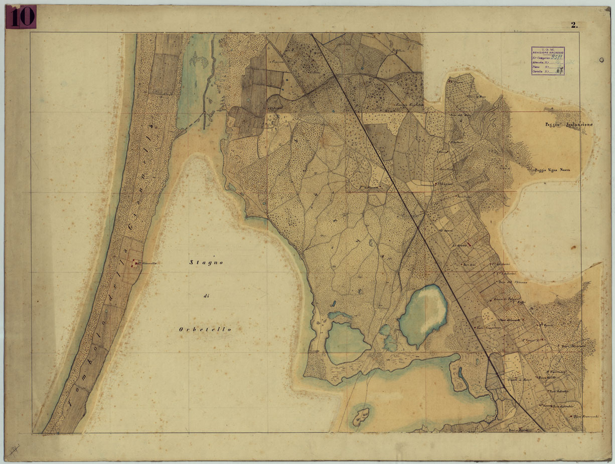 (N:15536) ORBETELLO E DINTORNI - MINUTA 2 (CA005683) Carte e stampe antiche: riproduzione a colori su carta (formato A1)