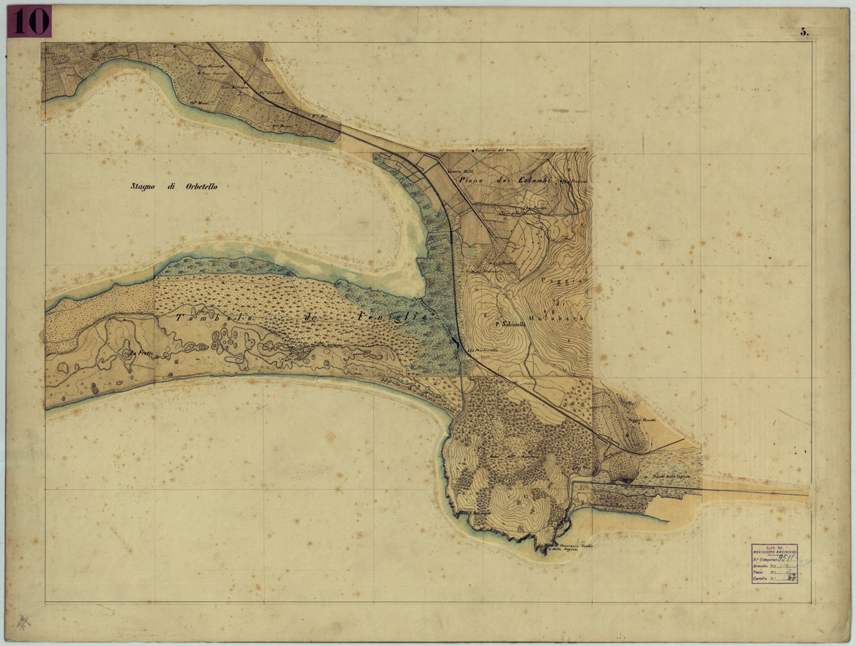 (N:15530) ORBETELLO E DINTORNI - MINUTA 5 (CA005686) Carte e stampe antiche: riproduzione a colori su carta (formato A1)
