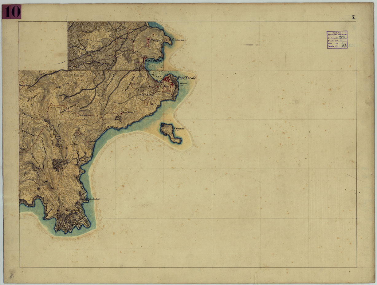 (N:15531) ORBETELLO E DINTORNI - MINUTA 7 (CA005688) Carte e stampe antiche: riproduzione a colori su carta (formato A1)