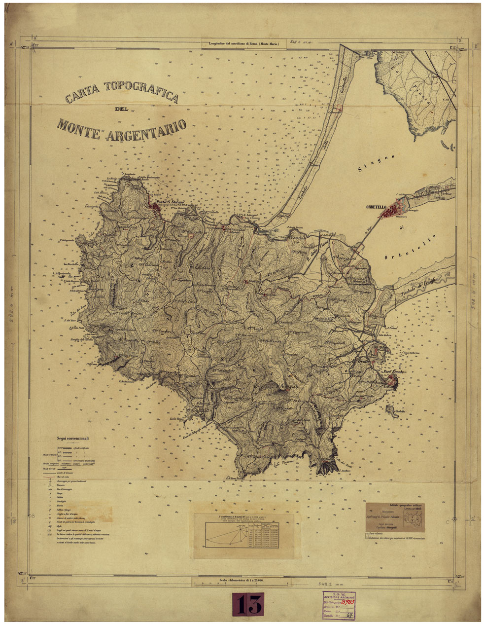 (N:24872) CARTA TOPOGRAFICA DEL MONTE ARGENTARIO (CA005697) Carte e stampe antiche: riproduzione a colori su carta (formato A1)
