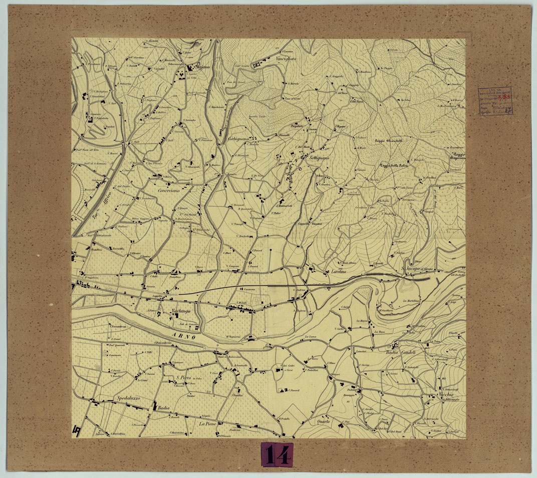 (N:15527) CARTA DEI DINTORNI DI FIRENZE - FOGLIO 3 (CA005700) Carte e stampe antiche: riproduzione a colori su carta (formato A1)