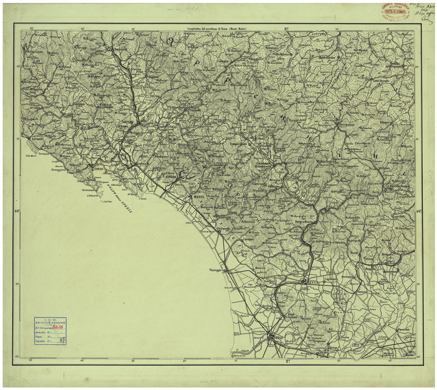 (N:77) ALPI APUANE E REGIONI LIMITROFE (CA005708) Carte e stampe antiche: riproduzione a colori su carta (formato A1)