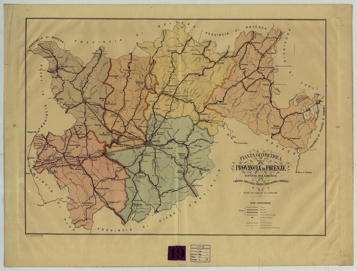 (N:13962) PIANTA GEOMETRICA DELLA PROVINCIA DI FIRENZE DISTINTA PER COMUNITA' (CA005746) Carte e stampe antiche: riproduzione a colori su carta (formato A1)