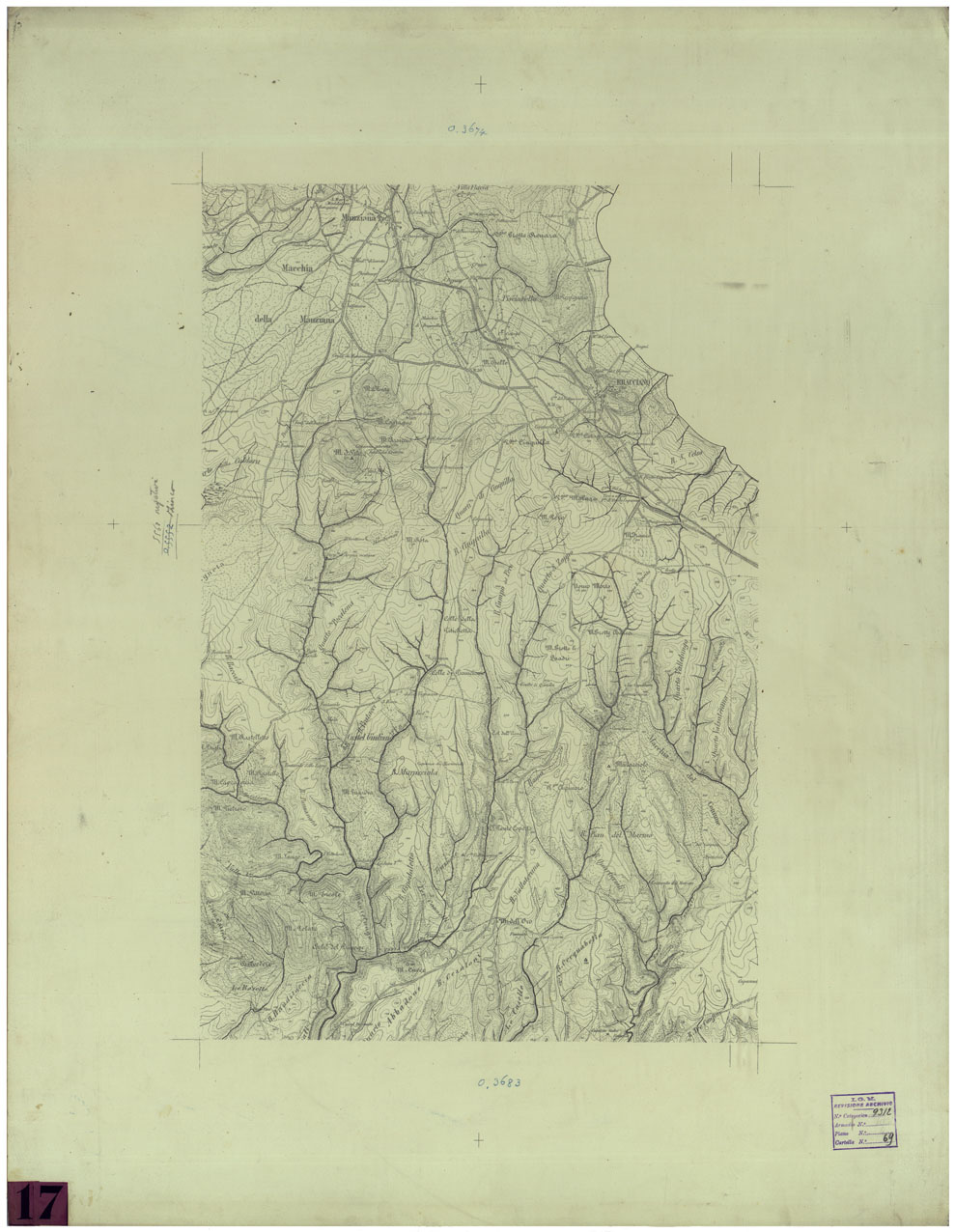 (N:24903) CARTA DEL POLIGONO DI BRACCIANO (CA005794) Carte e stampe antiche: riproduzione a colori su carta (formato A1)