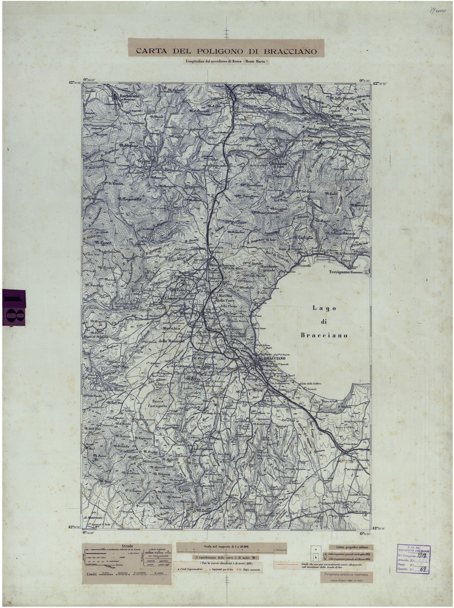(N:24907) CARTA DEL POLIGONO DI BRACCIANO (CA005798) Carte e stampe antiche: riproduzione a colori su carta (formato A1)