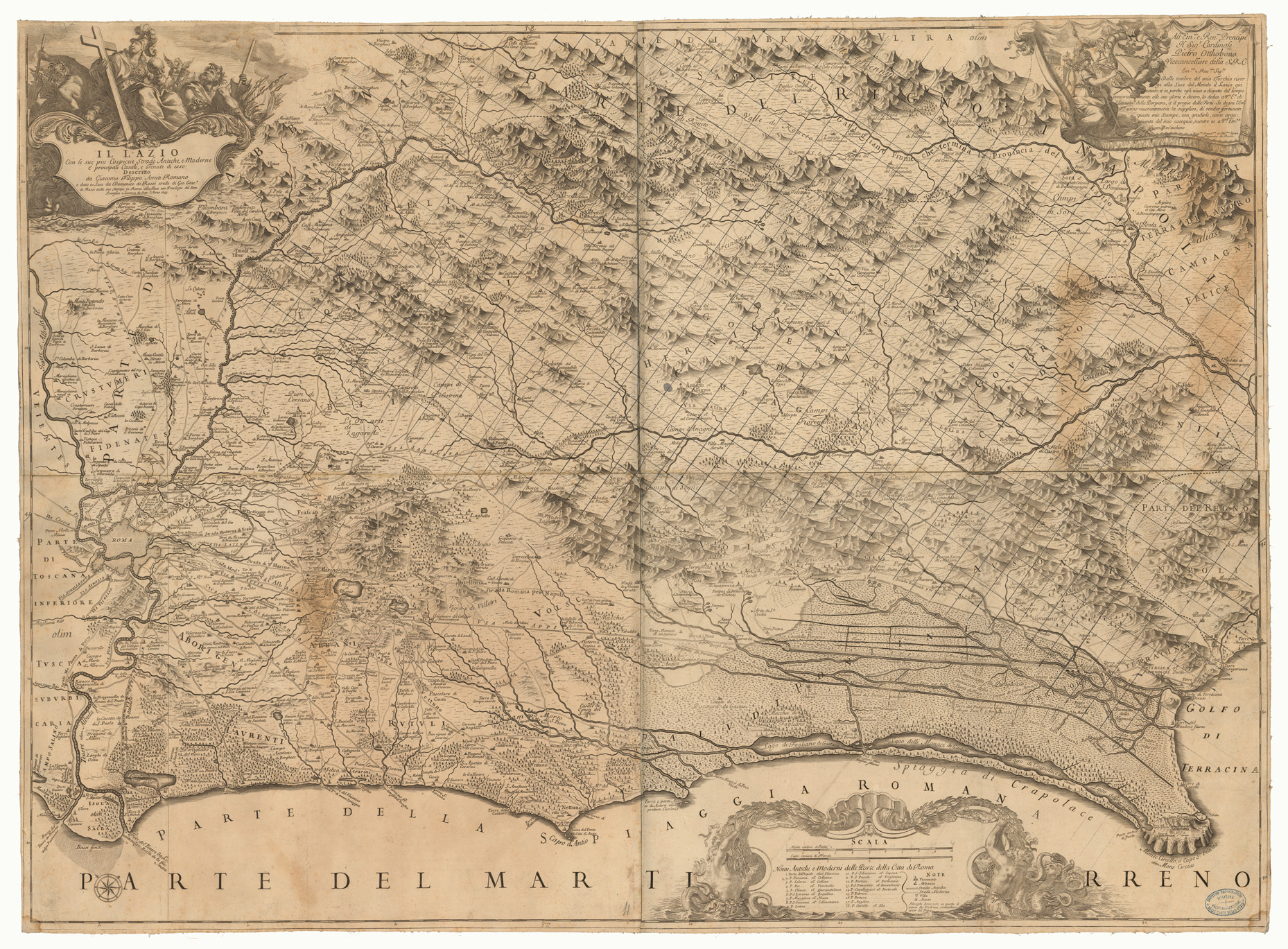 (N:16387) IL LAZIO CON LE SUE PIU' COSPIQUE STRADE ANTICHE E MODERNE...E PRINCIPALI CASALI E TENUTE DI ESSO DESCRITTO DA GIACOMO FILIPPO AMETI ROMANO E DATO IL LUCE DA DOMENICO DE ROSSI EREDE DI GIO. GIAC.O DE ROSSI DALLE SUE STAMPE IN ROMA (CA005815) Carte e stampe antiche: riproduzione a colori su carta (formato A1)